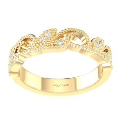 Yellow Gold Bridal Stackable Band Ring 0.12 CT
