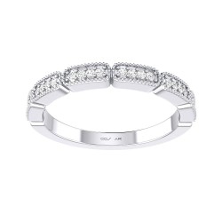 White Gold Bridal Stackable Band Ring 0.12 CT