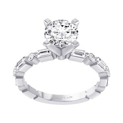 White Gold Bridal Stackable Band Semi-Mount 0.31 CT