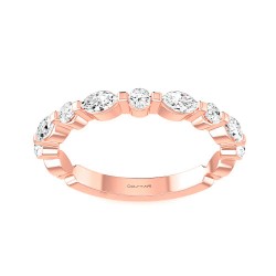 Rose Gold Diamond Bridal Band Ring 0.55 CT