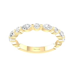 Yellow Gold Diamond Bridal Band Ring 0.55 CT