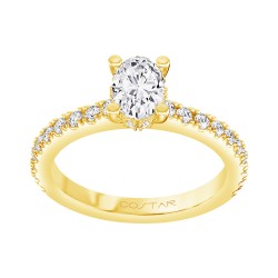 Yellow Gold Diamond Semi-Mount For Oval Center 0.40 CT