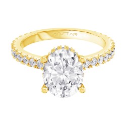 Yellow Gold Diamond Semi-Mount For Oval Center 0.45 CT