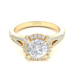 Yellow Gold Bridal Semi-Mount Diamond Ring 0.43 CT