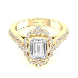 Yellow Gold Bridal Semi-Mount Diamond Ring 0.42 CT
