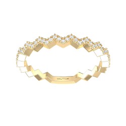 Yellow Gold Bridal Stackable Band Ring 0.13 CT