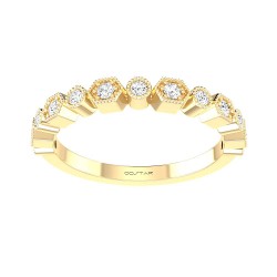 Yellow Gold Bridal Stackable Band Ring 0.17 CT