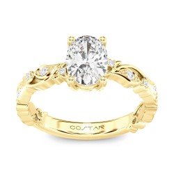 Yellow Gold Diamond Semi-Mount For Oval Center 0.08 CT