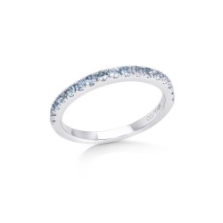 White Gold Aquamarine And Diamond Band Birthstone Ring 0.38 CT
