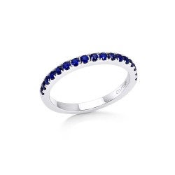 White Gold Blue Sapphire And Diamond Band Birthstone Ring 0.47 CT