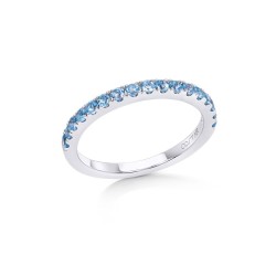 White Gold Blue Topaz And Diamond Band Birthstone Ring 0.51 CT