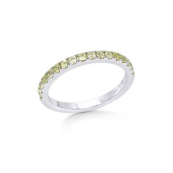 White Gold Peridot And Diamond Band Birthstone Ring 0.40 CT