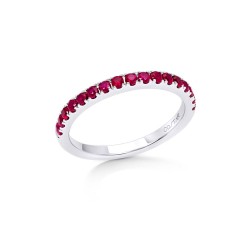 White Gold Ruby And Diamond Band Birthstone Ring 0.45 CT