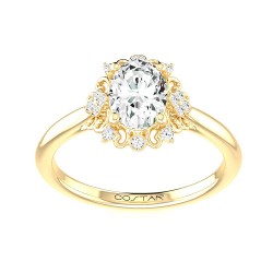 Yellow Gold Diamond Semi-Mount For Oval Center 0.08 CT
