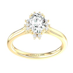 Yellow Gold Diamond Semi-Mount For Oval Center 0.06 CT