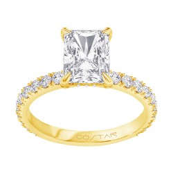 Yellow Gold Diamond Semi-Mount For Emerald Cut Center 0.60 CT