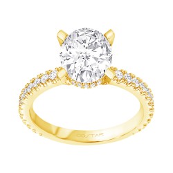 Yellow Gold Diamond Semi-Mount For Oval Center 0.40 CT