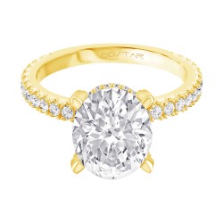 Yellow Gold Diamond Semi-Mount For Oval Center 0.45 CT