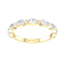 Yellow Gold Diamond Bridal Band Ring 0.75 CT