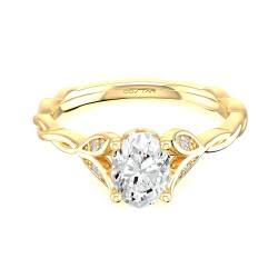 Yellow Gold Diamond Semi-Mount For Oval Center 0.07 CT