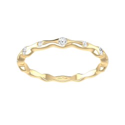 Yellow Gold Bridal Stackable Band Ring 0.16 CT