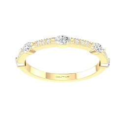 Yellow Gold Bridal Stackable Band Ring 0.21 CT