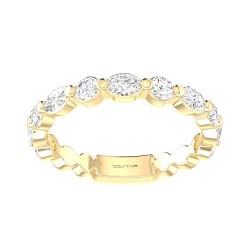 Yellow Gold Diamond Bridal Band Ring 0.95 CT