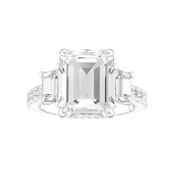 White Gold Diamond Semi-Mount For Emerald Cut Center 0.95 CT