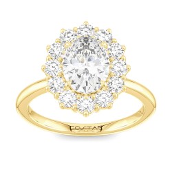Yellow Gold Diamond Semi-Mount For Oval Center 0.55 CT
