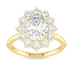 Yellow Gold Diamond Semi-Mount For Oval Center 0.65 CT