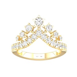 Yellow Gold Diamond Bridal Band RingS-CURV 0.75 CT