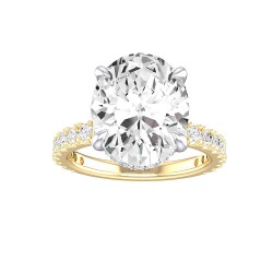 Yellow Gold Diamond Semi-Mount For Oval Center 0.71 CT