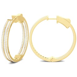 Yellow Gold Diamond Fashion Hoops  2.15 CT