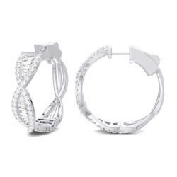 White Gold Diamond Fashion Hoops  1.50 CT