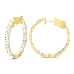 Yellow Gold Diamond Fashion Hoops  1.50 CT