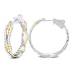 White Gold Diamond Fashion Hoops  0.80 CT
