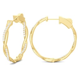 Yellow Gold Diamond Fashion Hoops  0.50 CT