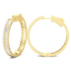 Yellow Gold Diamond Fashion Hoops  1.25 CT