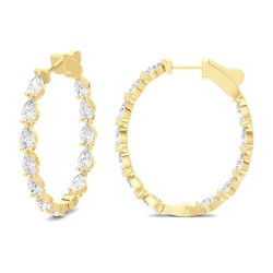 Yellow Gold Diamond Fashion Hoops  3.45 CT