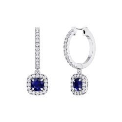 White Gold Blue Sapphire And Diamond Nimbus Earrings  0.85 CT