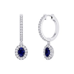 White Gold Blue Sapphire And Diamond Nimbus Earrings  0.85 CT
