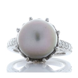 14K White Gold Pearl Gemstone Ring