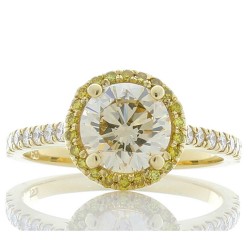 18K Yellow Gold Diamond Gemstone Ring