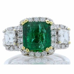 18K White Gold Emerald Gemstone Ring