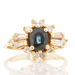 14K Yellow Gold Sapphire Gemstone Ring