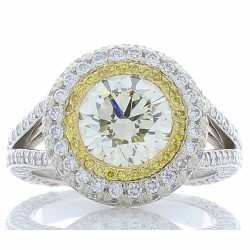 18K Two-Tone Diamond Gemstone Ring
