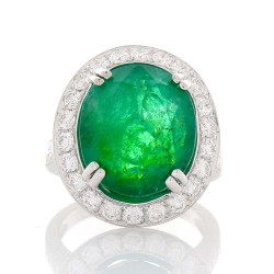 18K White Gold Emerald Gemstone Ring
