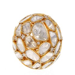 18K Yellow Gold Diamond Gemstone Ring