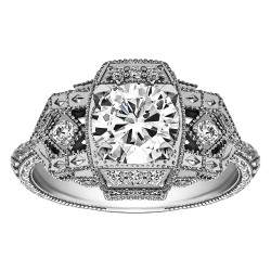Round Diamond Vintage Semi Mount Engagement Ring