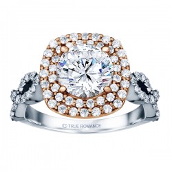 Round Cut Double Halo Diamond Infinity Semi Mount Engagement Ring